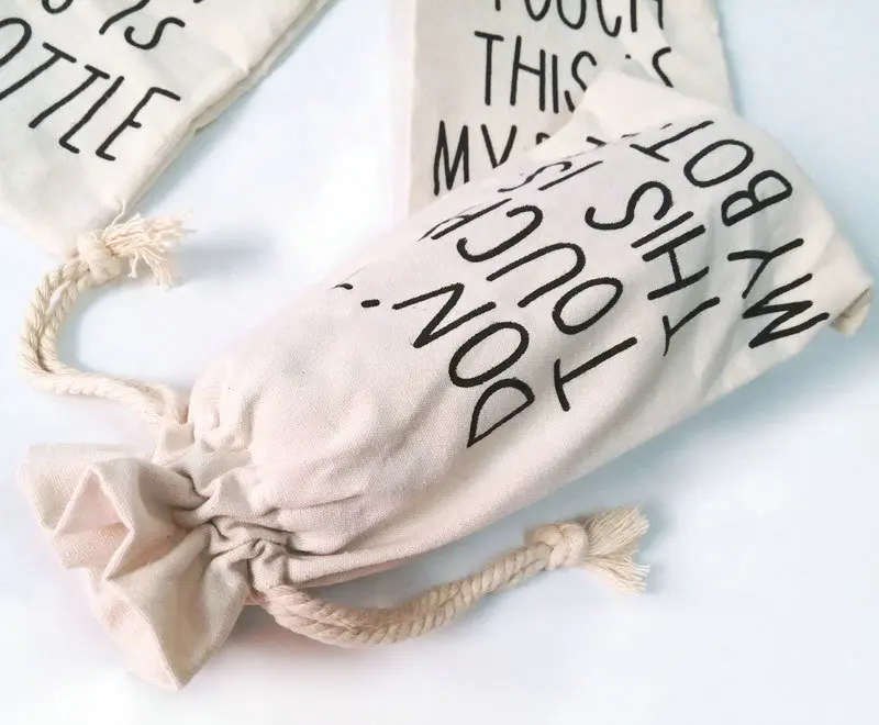 Wholesale Single bottle Bags Cotton fabric Wine Bottle Bag Canvas Cotton Water bottle Drawstring bags