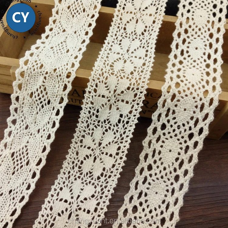Wholesale cheap white cotton lace embroidery trim ribbon roll for garment accessories