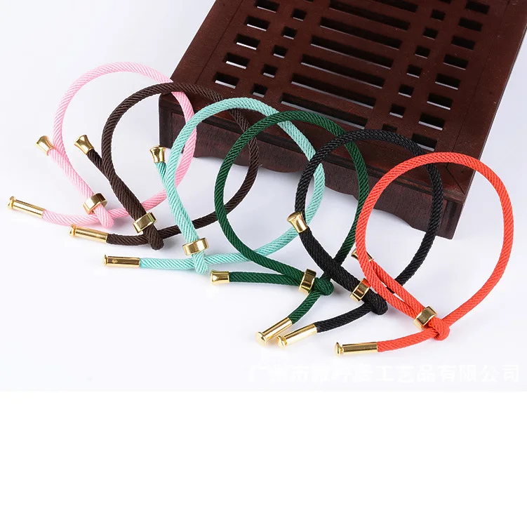 Custom Couple Fashion Wholesale Diy Colorful Cord Stainless Steel Bangle Red Rope Lucky Bracelet