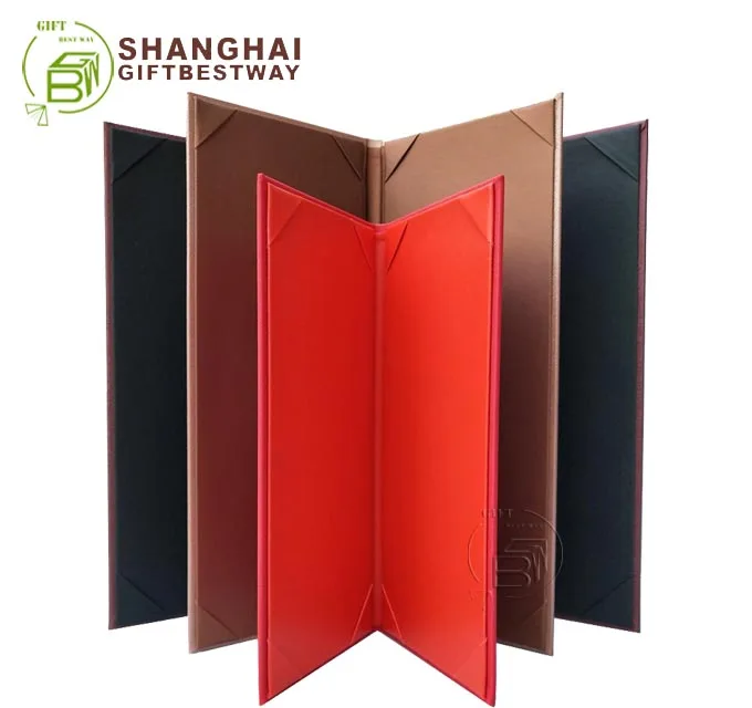 Price competitive wholesale high quality a4 leather menu cover, restaurant menus book, leatherette menu book