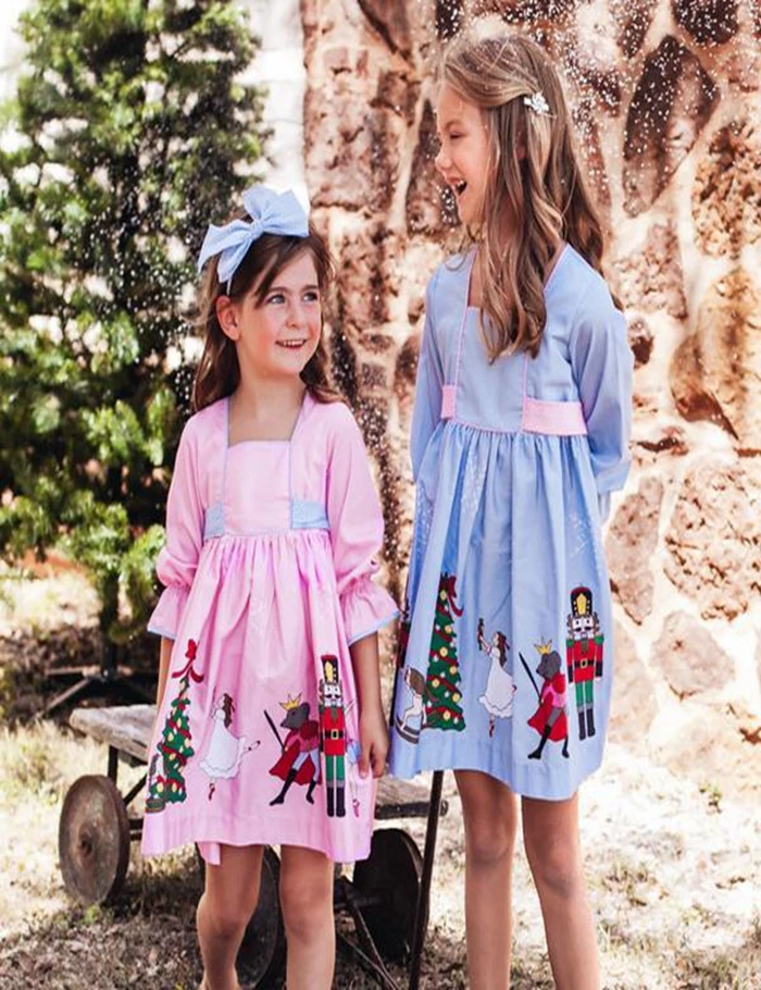 Girl Boutique Dress Long Sleeve Floral Pattern Ruffle Cute Sweet children clothes girls dresses