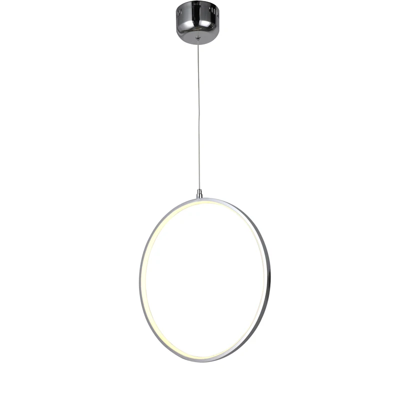 Modern Nature circle  White LED Acrylic Pendant Light Remote Control Included With 1 Ring chrome Finish