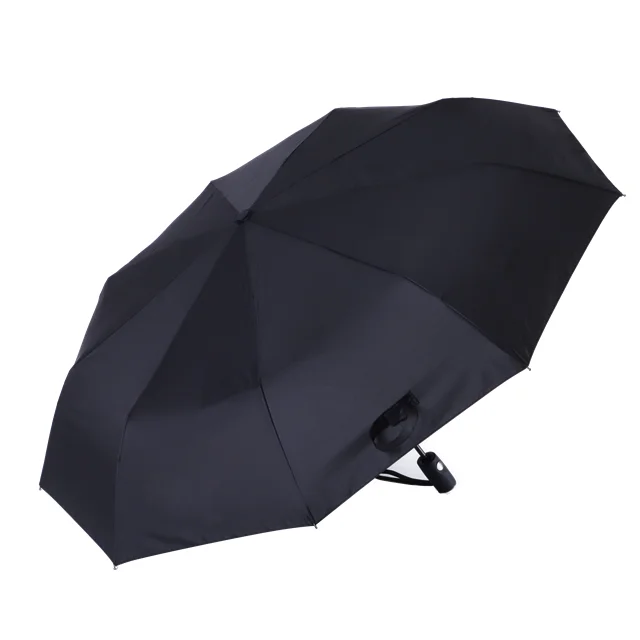 Складной зонт с автоматическим открыванием, 3 сложения, эпонж, черный цвет, 22 дюйма, 9 ребер, складной зонт