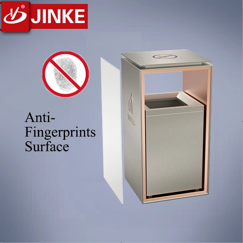 Rose Gold Stainless Steel Waste Basket Trash shopping mall office Rubish Garbish Can Bin