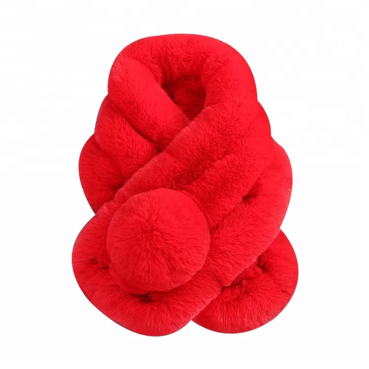 
Hot sale winter warm mixed color with hair ball pom pom scarf women loop fashion three tubes faux fur hair scarf neckerchief 