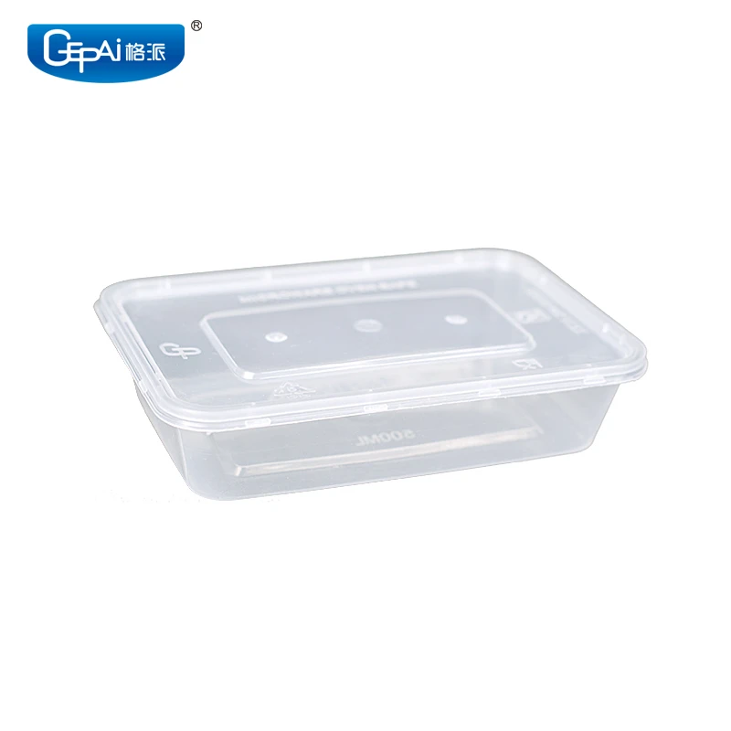 Wholesale 500ml Plastic Disposable Food Packaging Box Rectangle   PP Juice Snacks Baby Food Cake Lunch Candy Salad Sushi