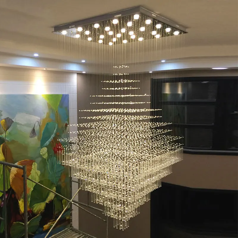 Modern Crystal LED Chandelier Ceiling Light Stairs Crystal Chandelier Ceiling Lamp For Hotel Project