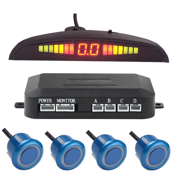 4 pcs 18.5mm Metal clip LED digital display Parking Sensors Car Reverse Backup Radar System with waterproof connector
