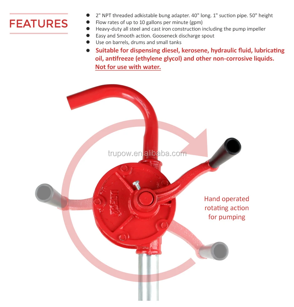 JS-32 Three Input Tube Cast Iron Oil Rotary Hand Pump For Drum