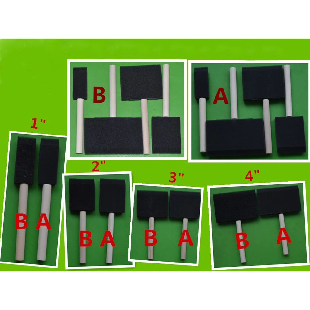 Artist OEM Natural Eco-friendly DIY Wooden Handle Sponge Cheap Oil Paint Tools Poly Foam Brush Set Wood Drawing Brushes