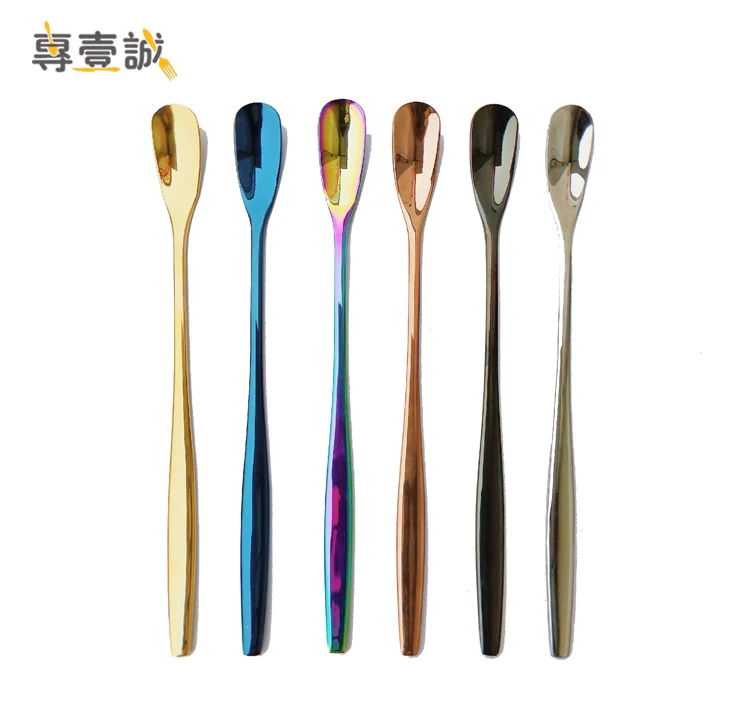 Stainless Steel Spoon Long Handle Mixing Coffee Spoon Gold Ice Cream Spoon