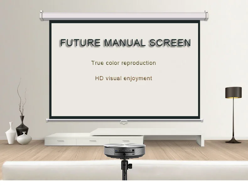 100 inches manual drop down projection screen support 4K 3D HD living room furniture projection for all kinds of projectors