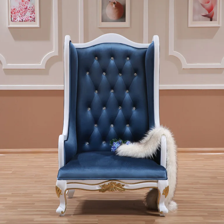 Classical luxury Hotel lobby sofa chair high wing back lobby throne chair