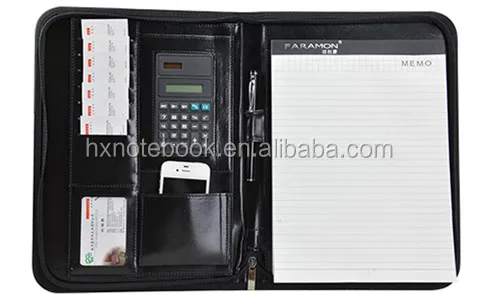 Индивидуальный многофункциональный портфель A4 из искусственной кожи на молнии с калькулятором