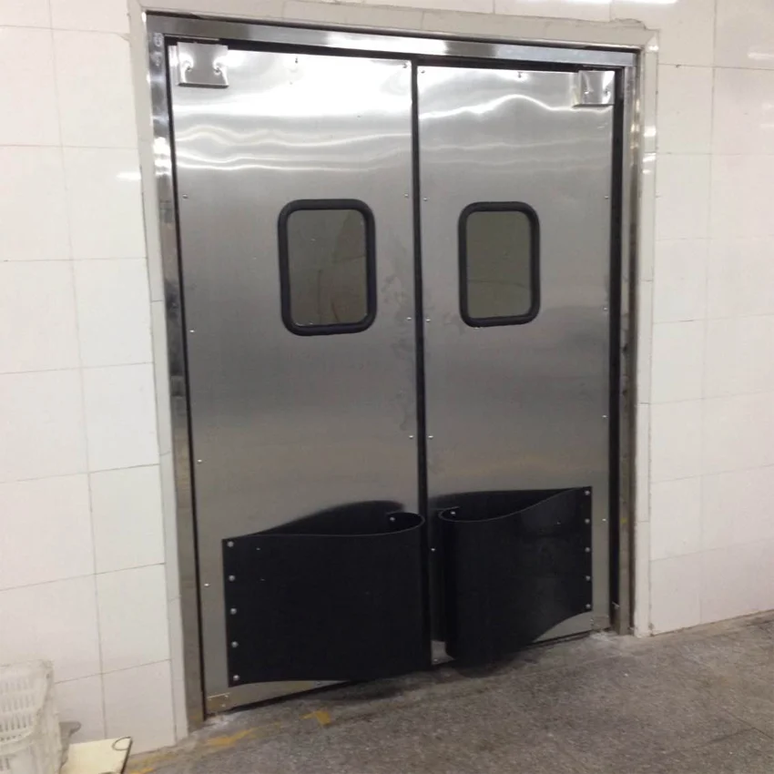 Impact resistant swing double leaf traffic interior door for factory