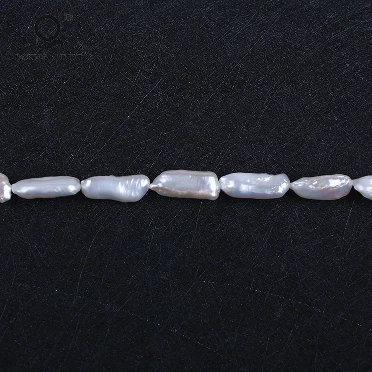 Natural White Straight-Drilled Irregular Biwa Freshwater Pearl String For Jewelry Making