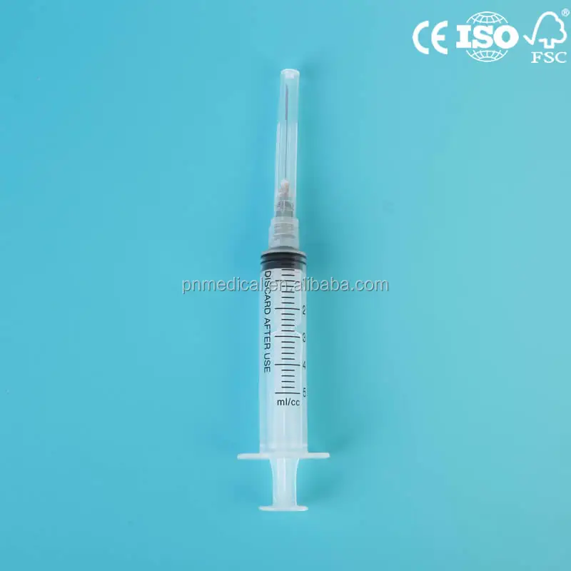 
China manufacturer 5ml hypodermic disposable syringe with needle 