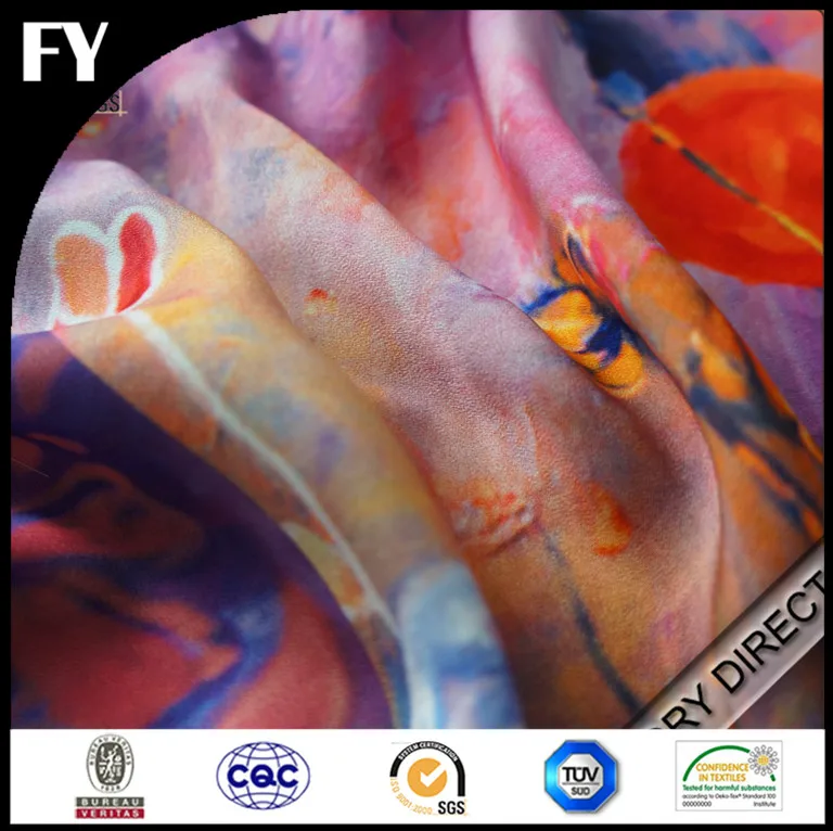 hot sale pure silk crinkle chiffon fabric for digital print