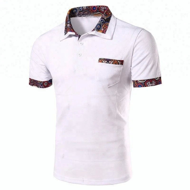 Design Different Floral Collar Cuff Polo T-Shirt For You China Supplier,Top Quality 100% Cotton Polo Tee Shirt With Patch Pocket