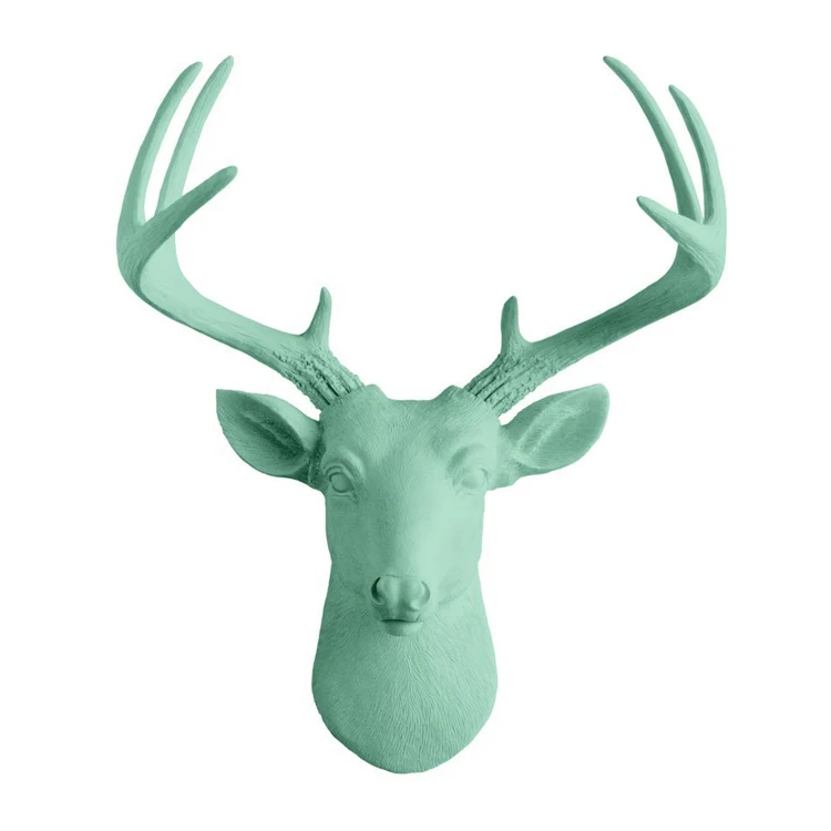 Wholesale Animal Head Multicolored Scupture Wall Mount Decor Resin  Deer Head Decoration