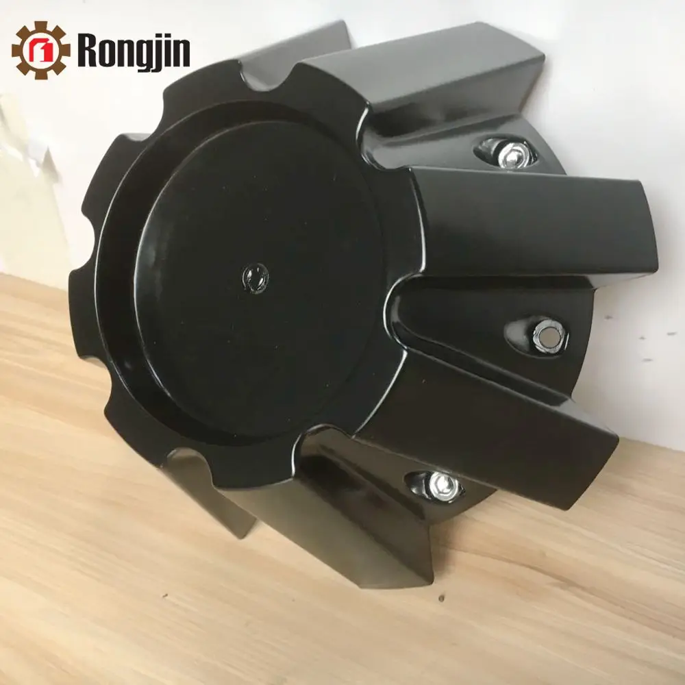 8lugs No Logo  flat black with chrome rivets  wheel center cap