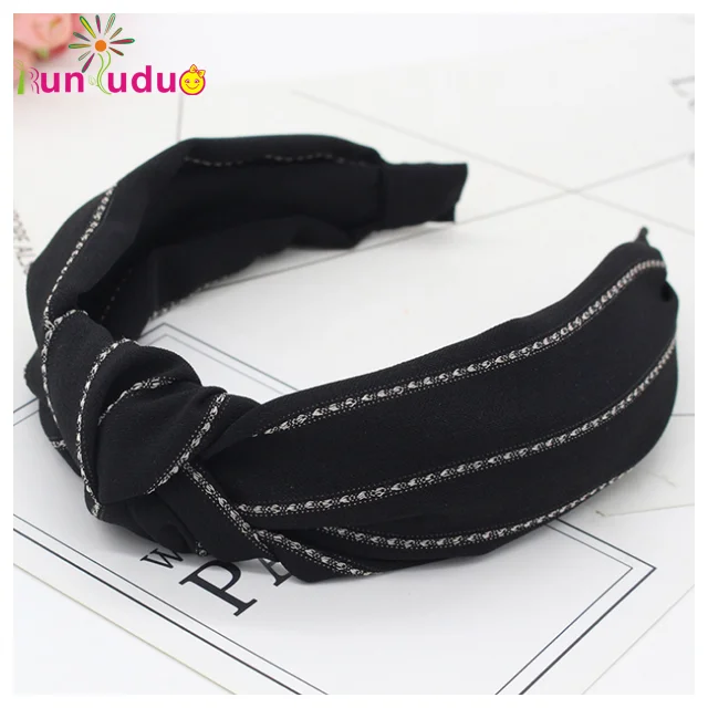 New hair decoration cloth art hair band pure color stripe hair clip fashion headband