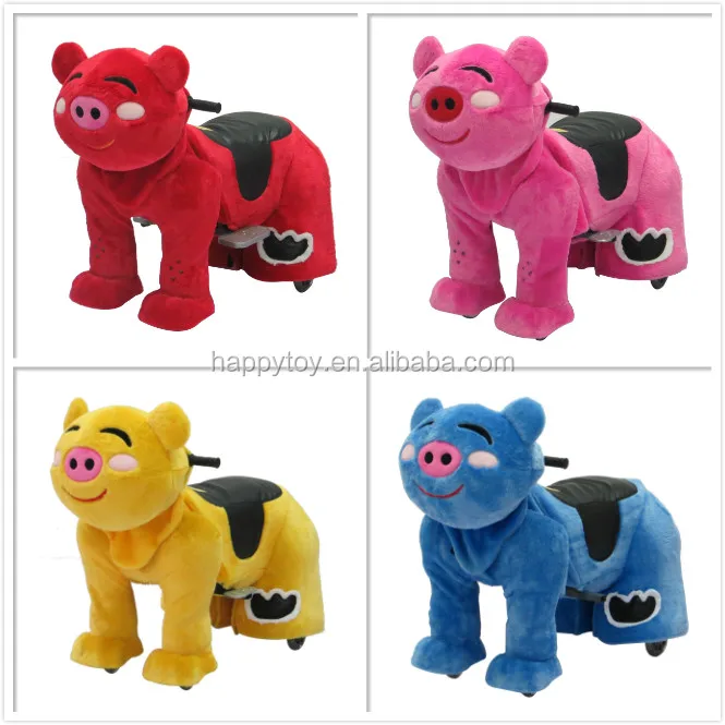 Plush stuffed animal scooter,children electric horse,plush rocking horse on wheels