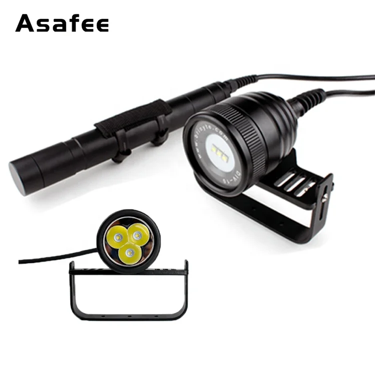Asafee 10 Degree XM-L2 U4 Waterproof LED 26650 Underwater Cave Dive Primary Light Canister Diving Torch