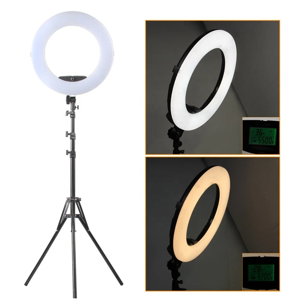 Led Circle Ring Light LCD Display 18 inch 480 Lamp Makeup Photo Studio Lightings 3200-5600K Camera Led Ring Light With Stand