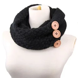 2019 New Autumn Winter Warm Neck Ladies Women Girls  Knit Scarf With Buttons Knitted Neck Scarf