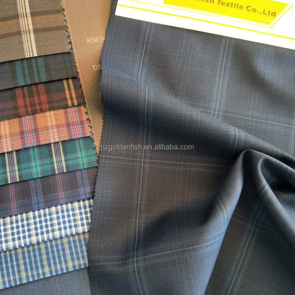 Stock lot Super Merino Yarn Dyed Shetland Checked Wool fabric  for Casual Jacket