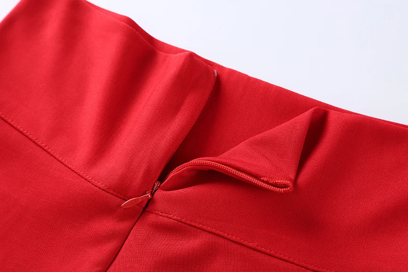 5XL Plus Size High Waist Pleat Elegant Skirt Red Black Blue Solid Color Long Skirts Women