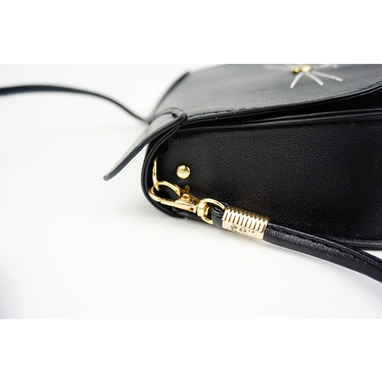 custom popular Mini cute Portable long strip cat shape girls black pu sling shoulder crossbody bag