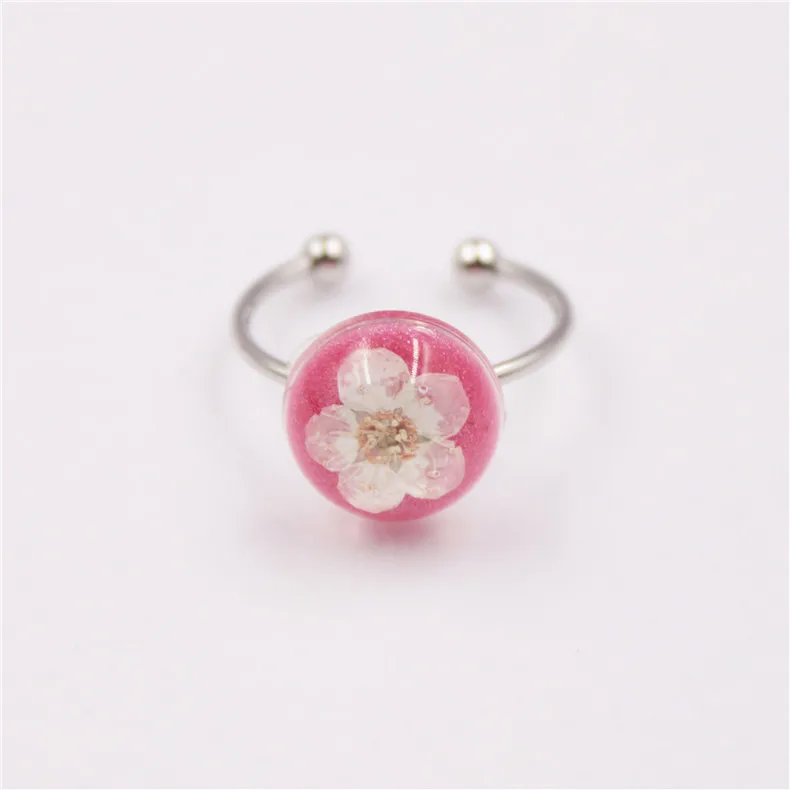 
Mini Real dried flower Lace Flower Resin Ball Ring Orb Globe Pressed Flower Jewelry for Crystal Clear Petite Dainty Gift 