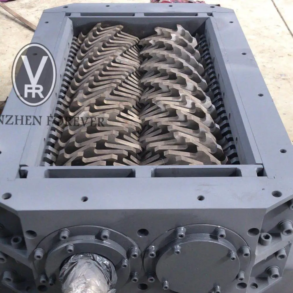 Shenzhen Forever 610x380 model cardboard/ Rubber /pet bottles /wood /food /two shafts shredder machine chamber box blades