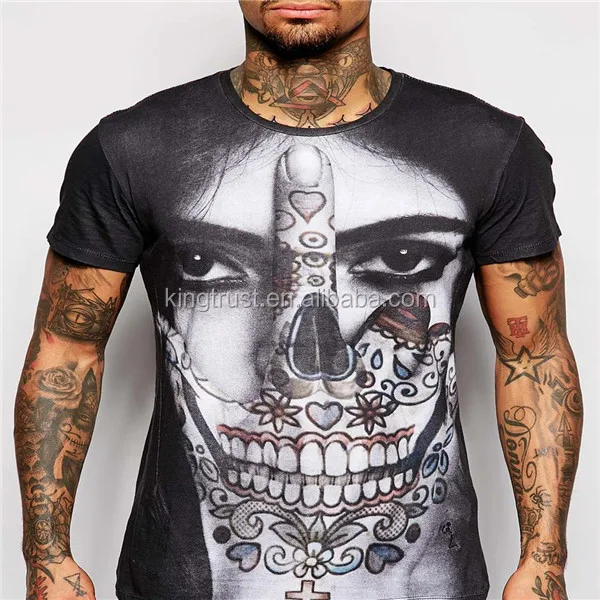 Religion T-Shirt with Day Of The Dead Face Print