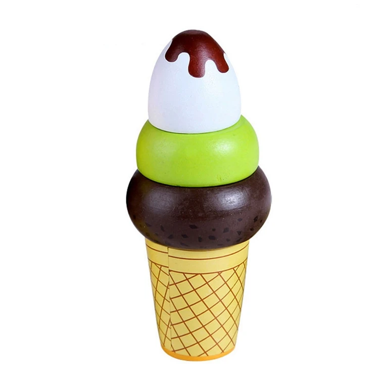 Wholesale Funny Toy Wooden Kitchen Toys Pretend Play Ice Cream Toy For Kids