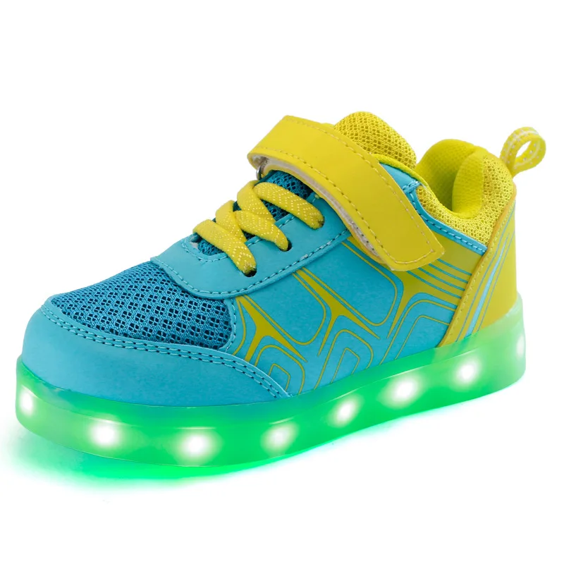2017 Newest Fancy Cheap USB Charging Colorful LED Light Children Shoes Kids Running Shoes