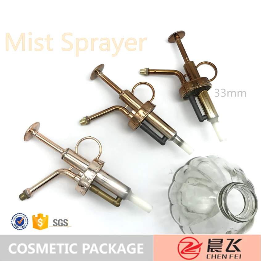 
Vintage Style Spritzer with Bronze Plastic Top Pump One Hand Watering Can Glass Spray Bottle Plant Mister 
