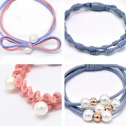 12Pcs Girls Women Pearls lucky Bowknot Flower Hair Accessories Elastic Hair Ties Hair Ropes Fashion Headbands Ponytail Holders