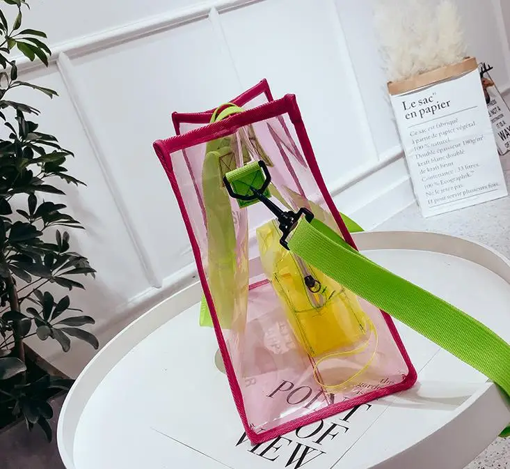 
In Stock Trendy Women Lady Transparent PVC Clear Tote Handbag Bag 