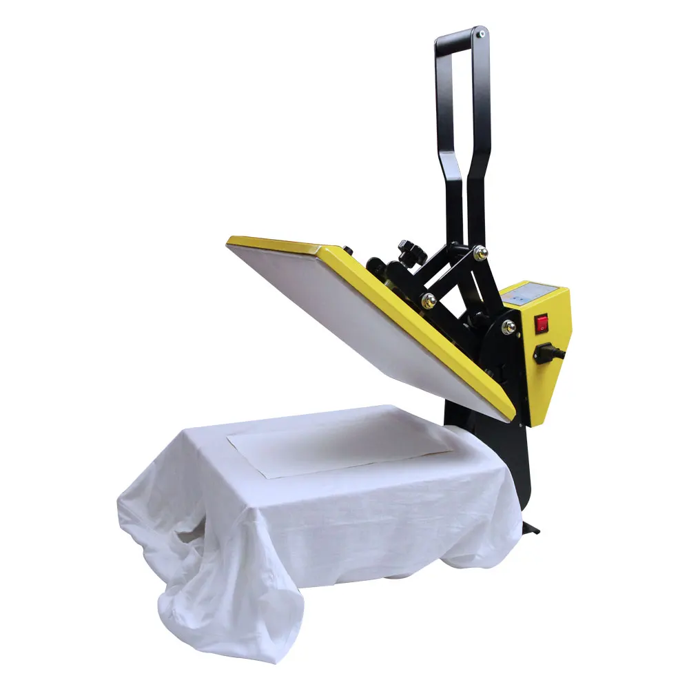 Good looking yellow color 38*38 flatbed heat press printer machine de presse for t-shirt