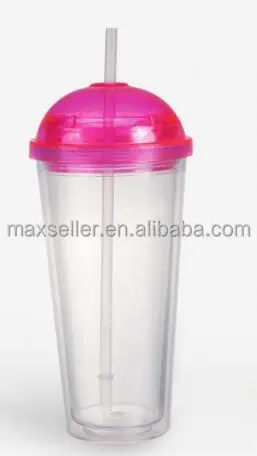 2024 year hot selling 24OZ double wall insulated plastic tumbler with spiral straw/plastic mug