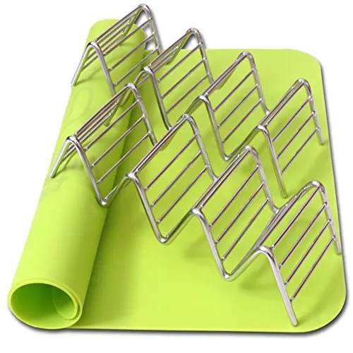 3 pcs wholesale shell taco holder stand stainless steel taco rack with silicone mat Nonstick 3 IN 1 PACK TACO HOLDER