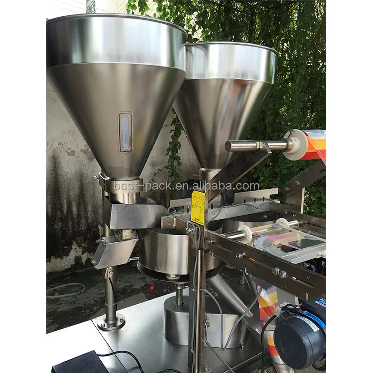 Back seal tea pouch and non-sticky powder packaging machine