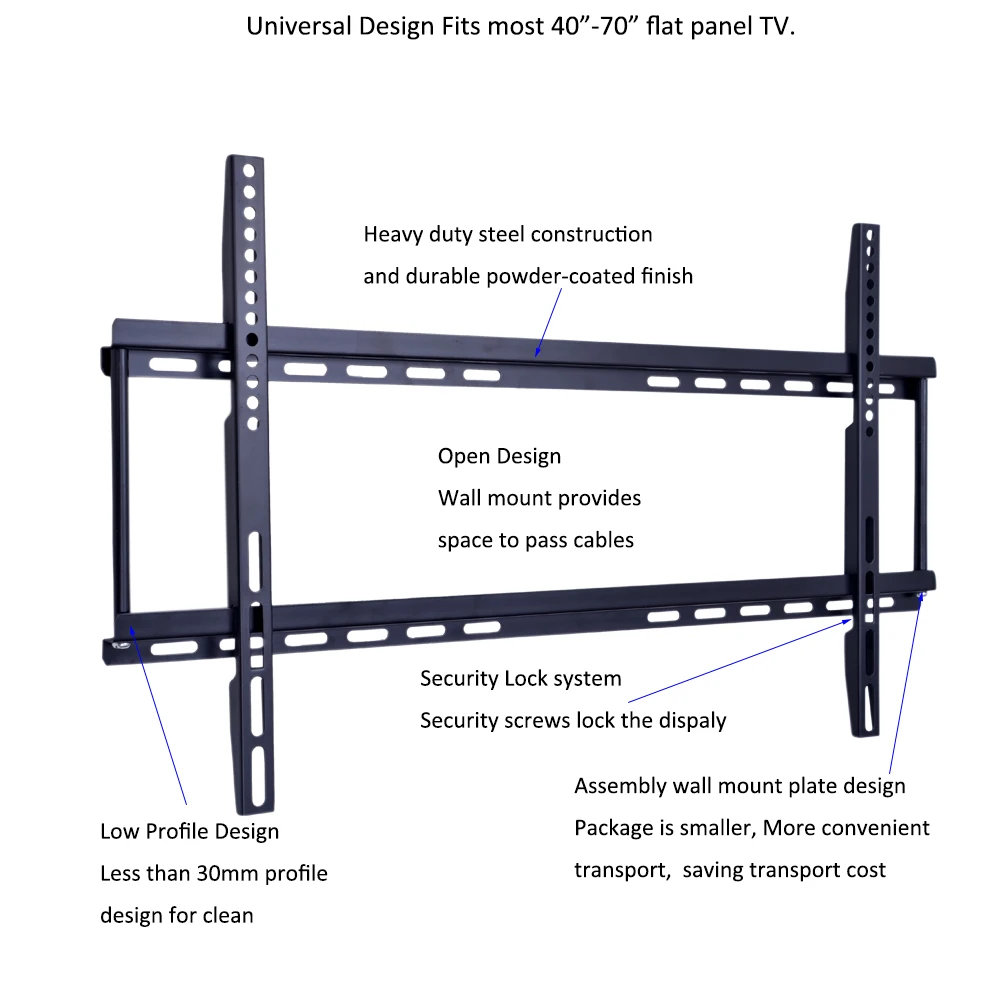 
2016 economical universal fixed 3d lcd led tv wall mount brackets with vesa 700*400 for 40