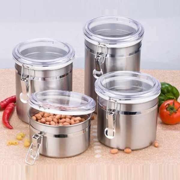 4inch sets stainless steel food storage seal container/jar/box/canister with clip lid