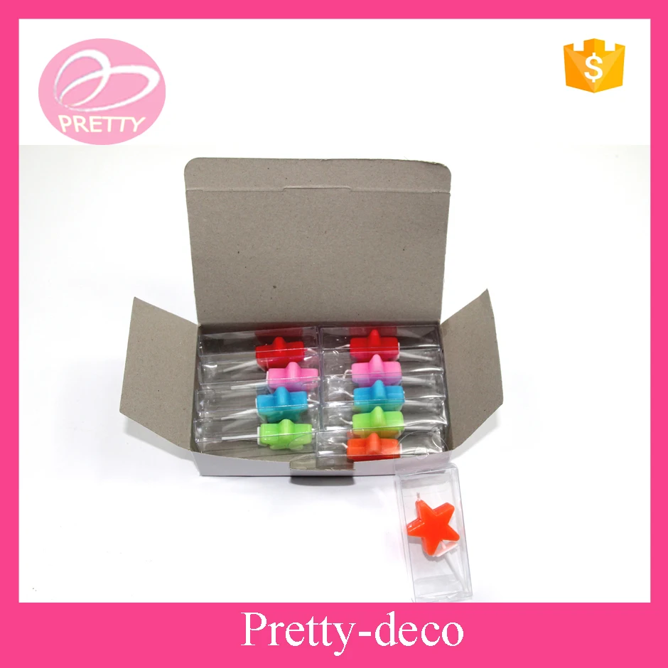 2016 factory directly multi colored star shape stick birthday candle