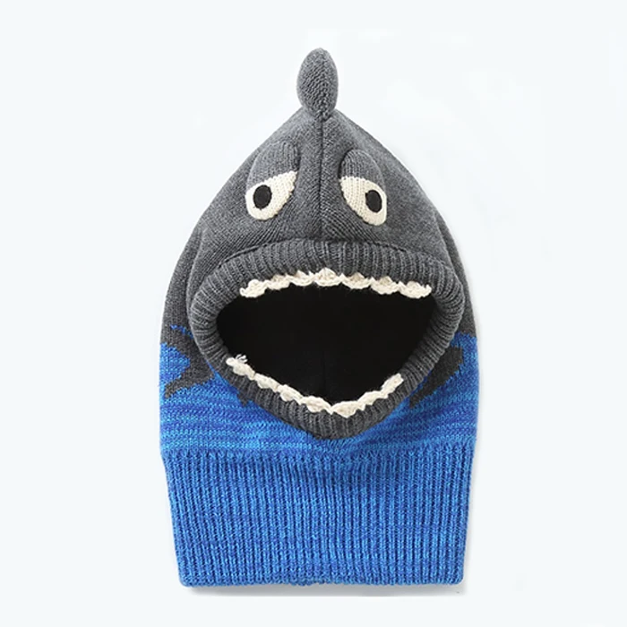 
Cool warm hat and scarf connection shark kids and baby winter hat 