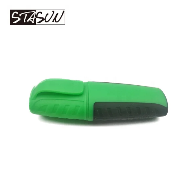 Fluorescent Chisel Tip Macarons pastel color mini Flat Highlighter Marker Pen With Clip and Rubber Grip